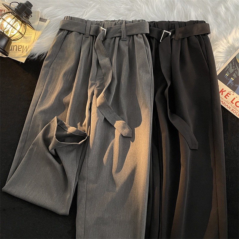 Muške ljetne opuštene hlače ravnog kroja, tanki materijal Ice-Silk, casual hlače u stilu Hongkonga