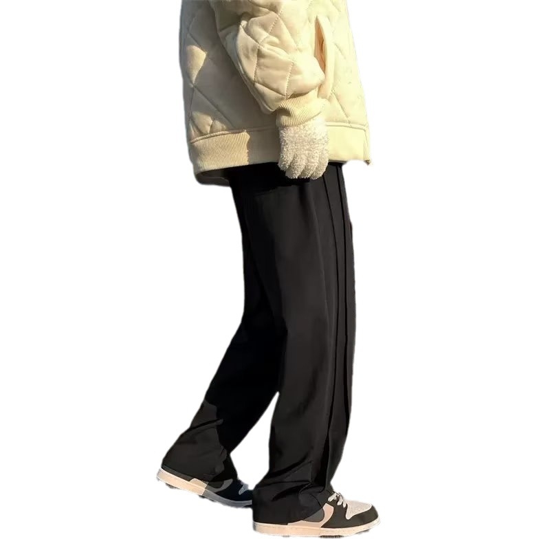 Barna oversized nadrág lazán szabott egyenes vonalú, drapált és széles szárú, őszi casual viselet, poliészter-keverék