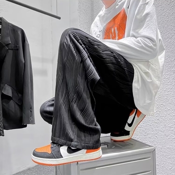 Muške hlače Ice Silk s valovitim uzorkom, ravni kroj, proljetni stil