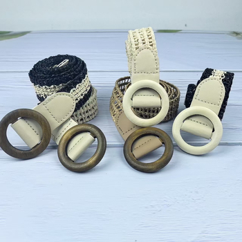 Najlonski tkani pojas s kružnom kopčom, tanak retro stil bez rupa