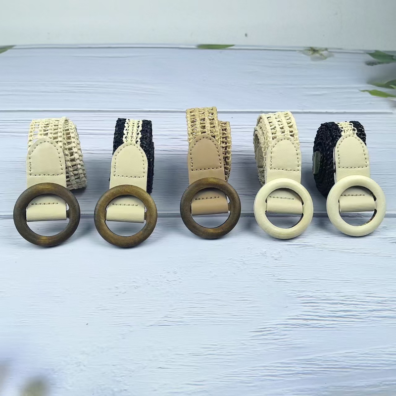 Najlonski tkani pojas s kružnom kopčom, tanak retro stil bez rupa