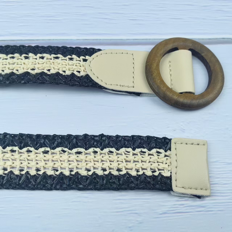 Najlonski tkani pojas s kružnom kopčom, tanak retro stil bez rupa