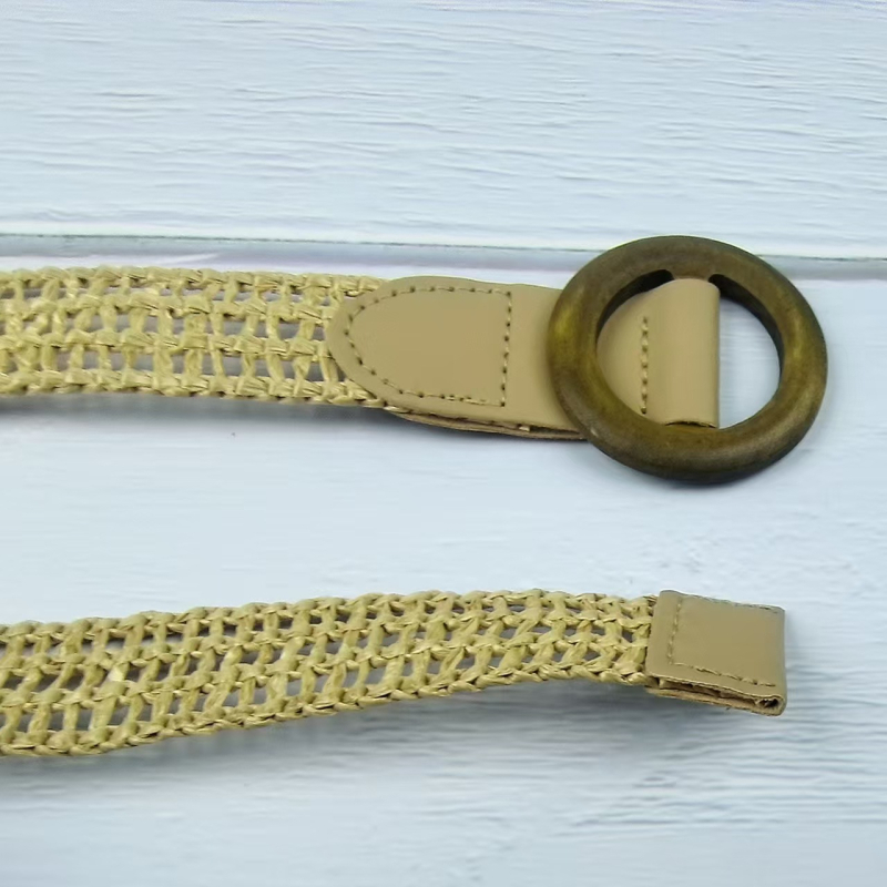 Najlonski tkani pojas s kružnom kopčom, tanak retro stil bez rupa