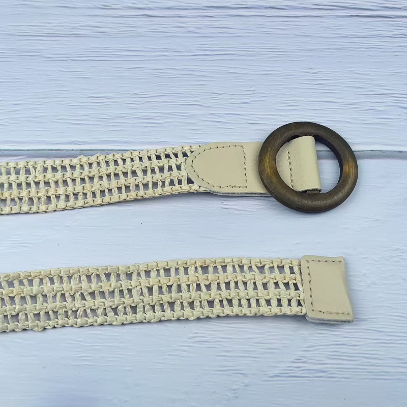 Najlonski tkani pojas s kružnom kopčom, tanak retro stil bez rupa