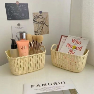 Košara za skladištenje s imitacijom ratana, plastični stolni organizator za kuhinju i kupaonicu, kutija za pohranu grickalica