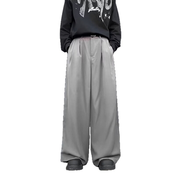 Muške drapirane hlače ravnog kroja, opuštene, luksuzne široke nogavice, japanski casual stil, duge hlače, model 2025