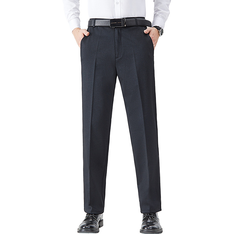 Férfi slim-fit öltöny nadrág, vasalást nem igényel, fekete, üzleti formális