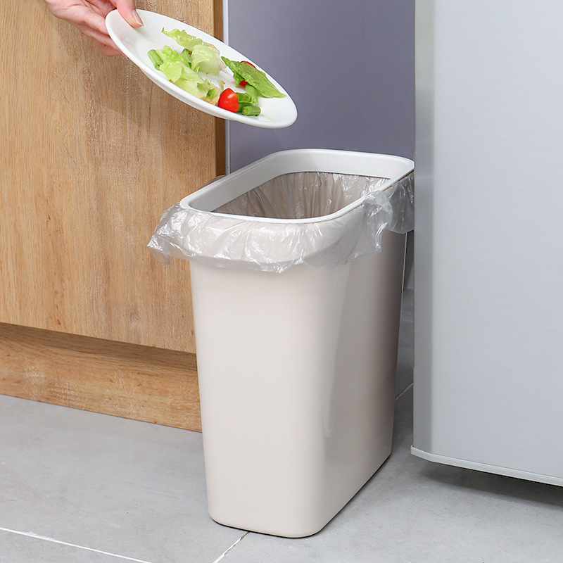 Pravokutni koš za smeće bez poklopca za kupaonicu i kuhinju, s plastičnim kompresijskim prstenom
