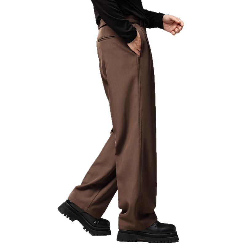 Muške hlače ravnog kroja, mekano drapirane, otporne na bore, twill s floralnim uzorkom, široke nogavice, casual