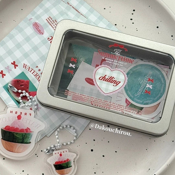 Retro metalna kutija sa srcem i prozorom, prozirna, Instagram-stil, kutija za kartice, velika veličina, s poklopcem