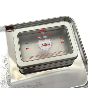 Retro metalna kutija sa srcem i prozorom, prozirna, Instagram-stil, kutija za kartice, velika veličina, s poklopcem