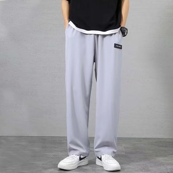 Férfi Ice Silk nadrág nyárra, casual, gyűrődésálló, egyenes és széles szárú