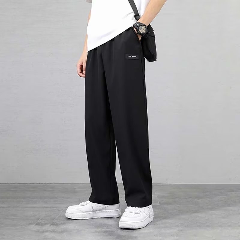 Férfi Ice Silk nadrág nyárra, casual, gyűrődésálló, egyenes és széles szárú
