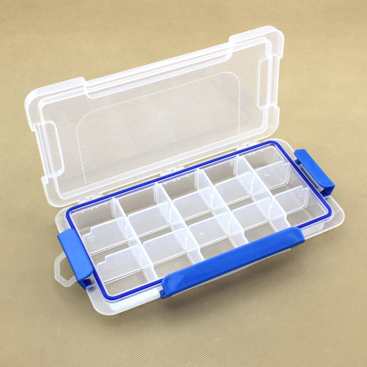 PP prozirna plastična kutija s 15 odjeljaka, trostrukim zatvaračem i poklopcem, odvojiva kutija za pohranu malih alata, dimenzije 23x12x3.7 cm