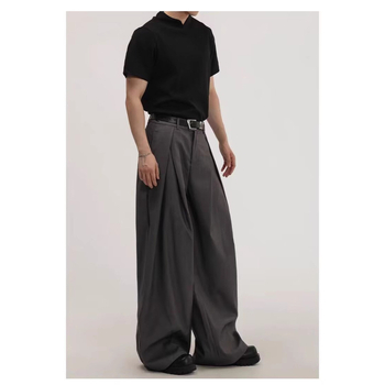 Muške ljetne hlače od ice silk, opuštene, širokih nogavica, ravnog kroja, casual hlače, Plus Size