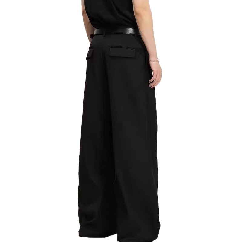 Muške ljetne hlače od ice silk, opuštene, širokih nogavica, ravnog kroja, casual hlače, Plus Size