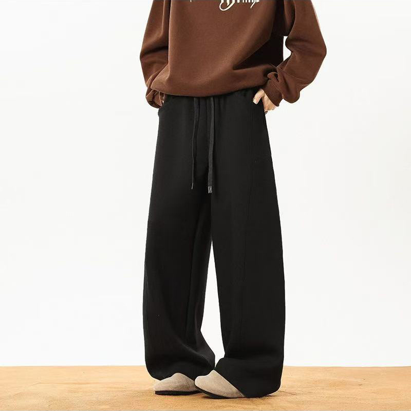 Sötétszürke férfi nadrág, őszi-téli, amerikai street style, egyenes, szélesen szárú