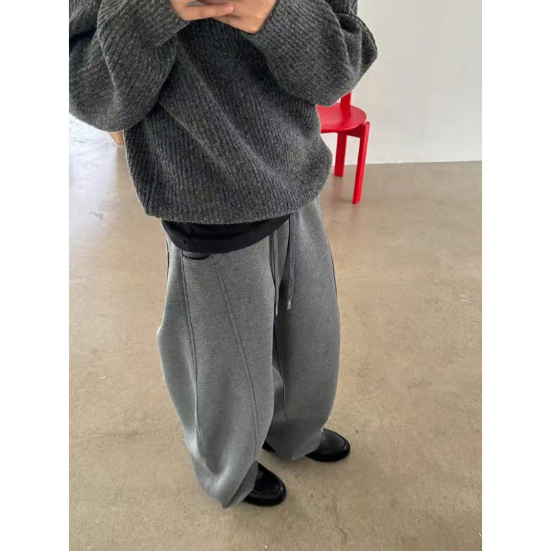 Sötétszürke férfi nadrág, őszi-téli, amerikai street style, egyenes, szélesen szárú