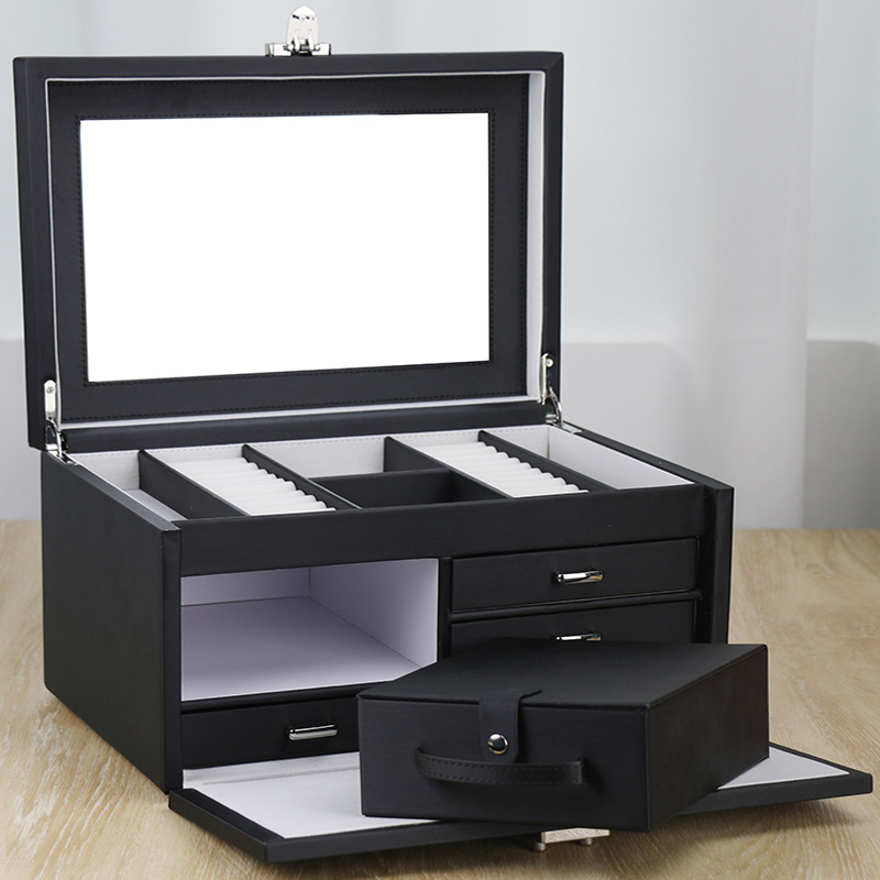 Prilagođena kutija za nakit visoke kvalitete za ogrlice i naušnice, elegantan.desktop skladište velike kapacitete, lagani luksuz