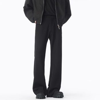 Crne muške hlače ravnog kroja, casual hlače za svakodnevno, gradski stil