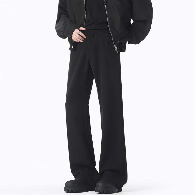 Crne muške hlače ravnog kroja, casual hlače za svakodnevno, gradski stil