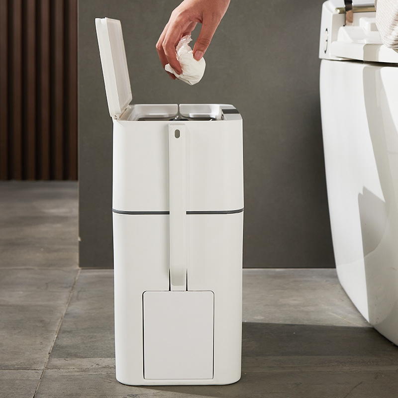 Double Art 12L koš za otpad u kupaonici s četkom za WC, PP plast, pritisak otvaranje i zatvaranje, kućna uporaba