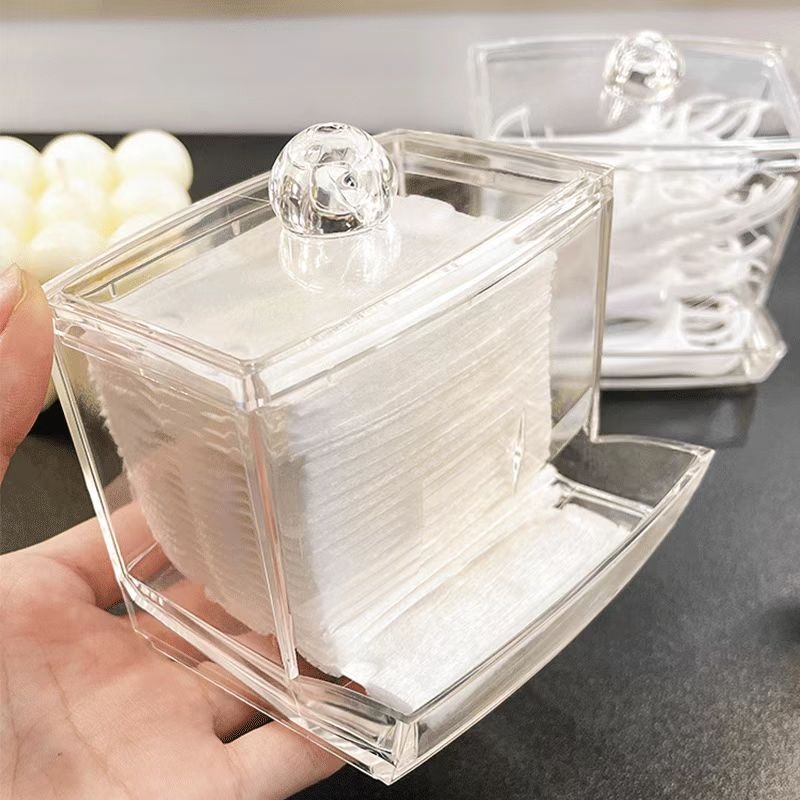 Prozirna acryl kutija za štapiće za uši s poklopcem – moderni stolni spremnik, višenamjenski