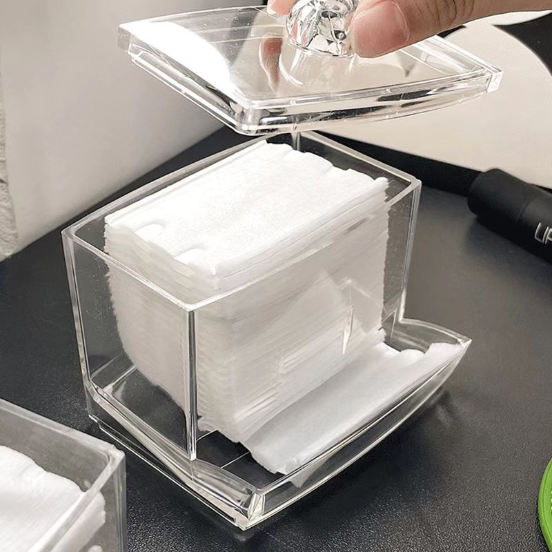 Prozirna acryl kutija za štapiće za uši s poklopcem – moderni stolni spremnik, višenamjenski