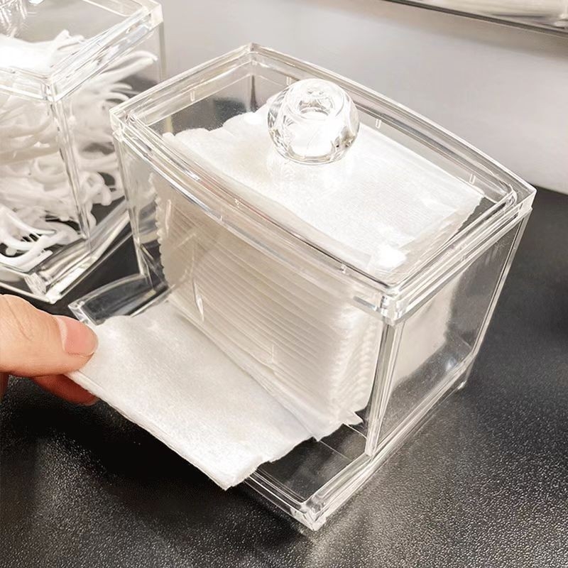 Prozirna acryl kutija za štapiće za uši s poklopcem – moderni stolni spremnik, višenamjenski