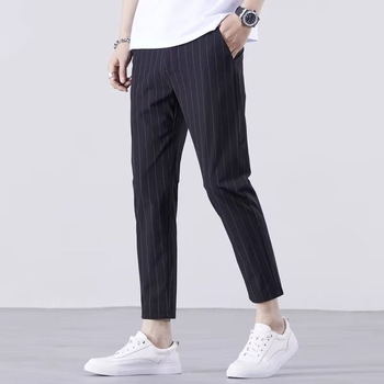 Férfi cropped corduroy nadrág, slim-fit, mindennapi nadrág, egész éves viselet