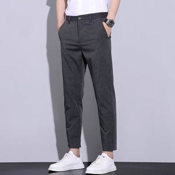 Férfi cropped corduroy nadrág, slim-fit, mindennapi nadrág, egész éves viselet