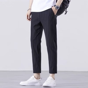 Férfi cropped corduroy nadrág, slim-fit, mindennapi nadrág, egész éves viselet