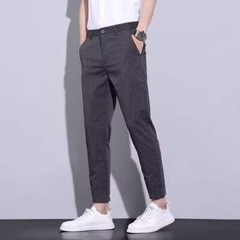 Férfi cropped corduroy nadrág, slim-fit, mindennapi nadrág, egész éves viselet