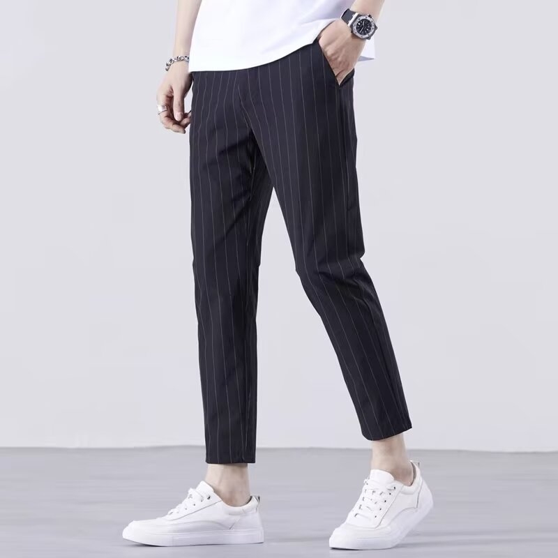 Férfi cropped corduroy nadrág, slim-fit, mindennapi nadrág, egész éves viselet