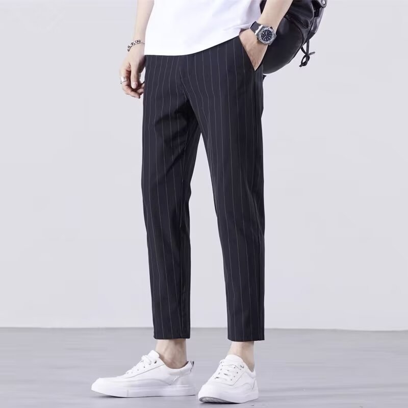 Férfi cropped corduroy nadrág, slim-fit, mindennapi nadrág, egész éves viselet