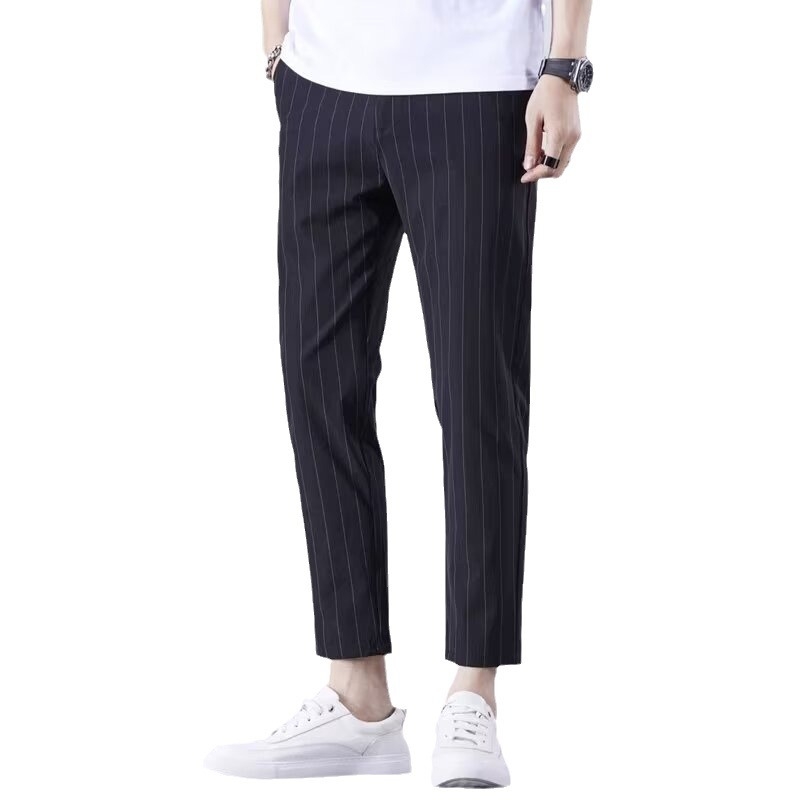 Férfi cropped corduroy nadrág, slim-fit, mindennapi nadrág, egész éves viselet
