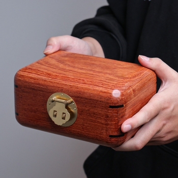 Kutija za nakit od Burmese Padauk, drvena kutija u antiknom stilu sa zaključavanjem, dimenzije 18×13×9 cm