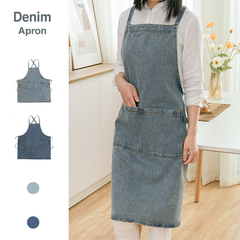 Denim pregača bez rukava za kuhinju i dom – za baristu, umjetnost noktiju i slikanje, s tiskom logotipa