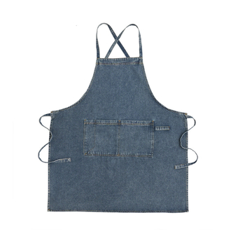 Denim pregača bez rukava za kuhinju i dom – za baristu, umjetnost noktiju i slikanje, s tiskom logotipa