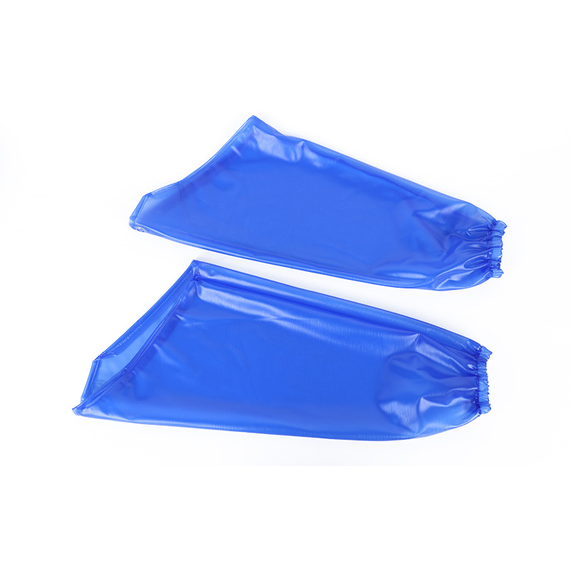 Safirno plave PVC vodootporne rukavne za podlakticu, otporne na ulje i kiseline/alkalije, od goveđeg tetiva
