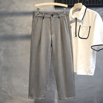 Muške ljetne lagane hlače ravnog kroja, poslovno- casual stil, opušten pad tkanine, korejski stil, svestrane, do gležnja