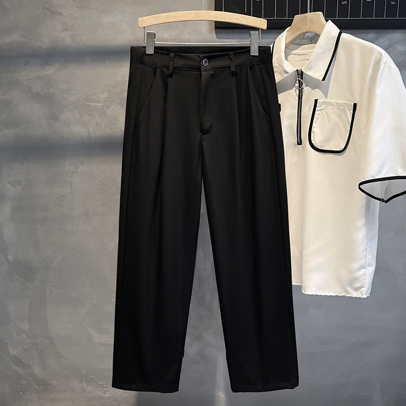 Muške ljetne lagane hlače ravnog kroja, poslovno- casual stil, opušten pad tkanine, korejski stil, svestrane, do gležnja