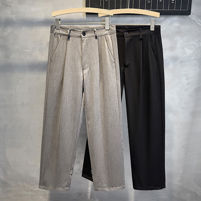 Muške ljetne lagane hlače ravnog kroja, poslovno- casual stil, opušten pad tkanine, korejski stil, svestrane, do gležnja