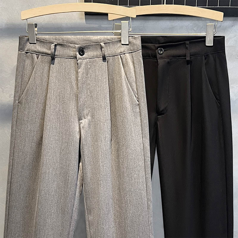 Muške ljetne lagane hlače ravnog kroja, poslovno- casual stil, opušten pad tkanine, korejski stil, svestrane, do gležnja