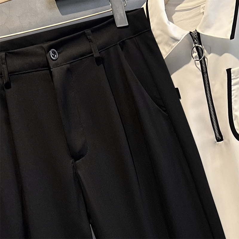 Muške ljetne lagane hlače ravnog kroja, poslovno- casual stil, opušten pad tkanine, korejski stil, svestrane, do gležnja