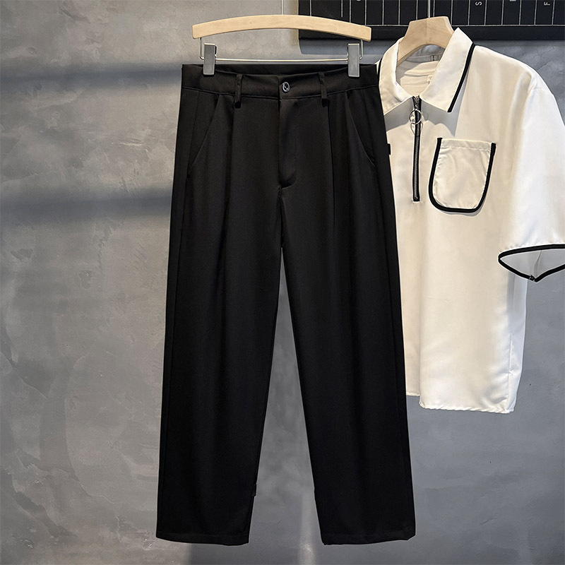 Muške ljetne lagane hlače ravnog kroja, poslovno- casual stil, opušten pad tkanine, korejski stil, svestrane, do gležnja