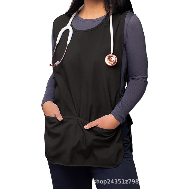 Pregača u stilu veste, bez rukava, uzorak kamenčića, za medicinsko osoblje, otporna na ulja i mrlje, poliesterska tkanina, veličina 50×70 cm, moderni minimalistički stil