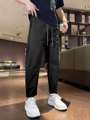 Férfi könnyű nadrág kosztümhöz, egyenes szabású, slim fit, mindennapi viseletre