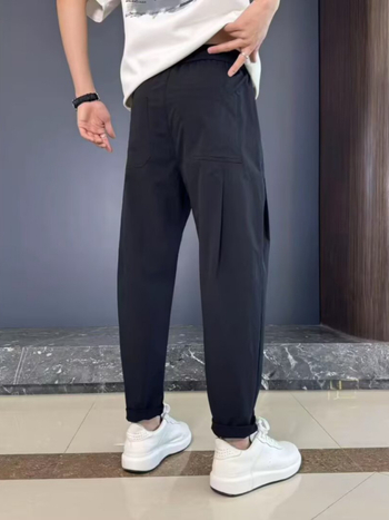 Férfi könnyű nadrág kosztümhöz, egyenes szabású, slim fit, mindennapi viseletre