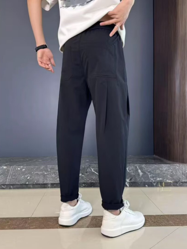 Férfi könnyű nadrág kosztümhöz, egyenes szabású, slim fit, mindennapi viseletre